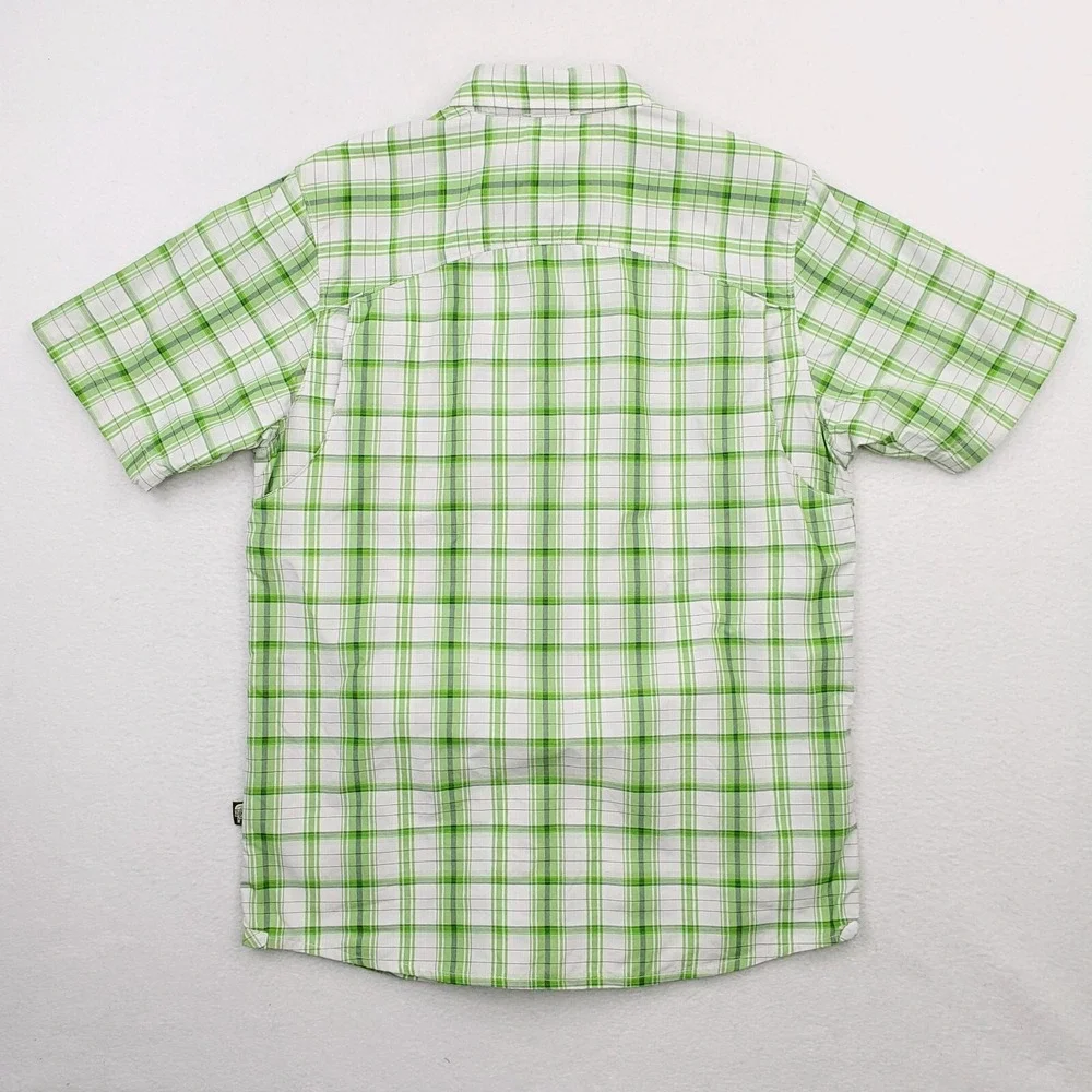 North Face Shirt Mens Small Green White Plaid Vented Outdoor Fishing‎ Tartan